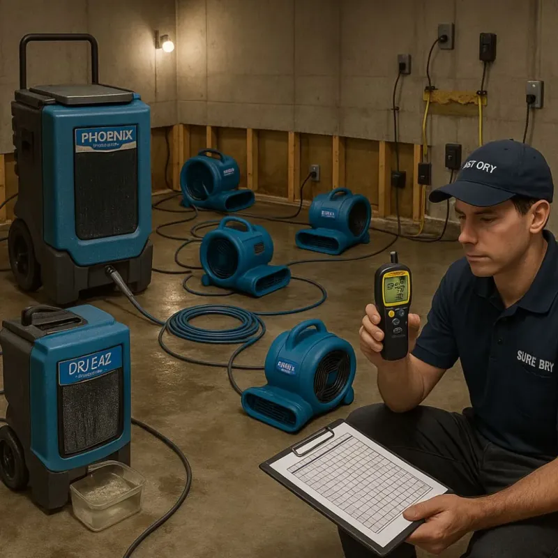 Structural Drying and Dehumidification process in Red Oak, NC